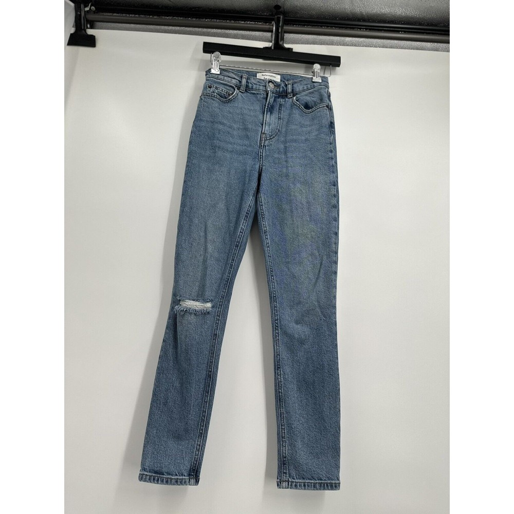 REFORMATION Distressed High & Skinny Jeans Size 25 Medium wash stretch